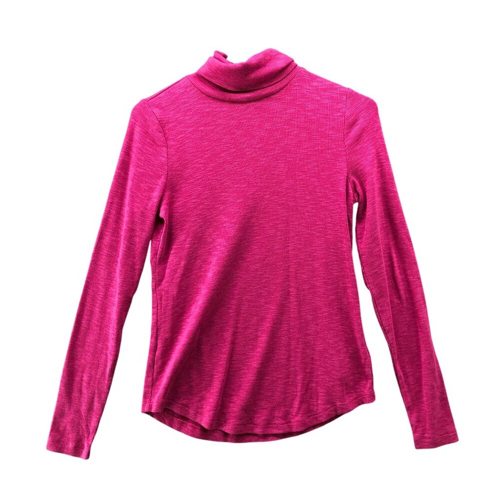 Gap Essential Rib Turtleneck T‎ Shirt Womens S Pink Long Sleeve Cotton Stretch